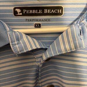 Pebble Beach Performance Polo Mens Extra Large XL Blue Short Sleeve Golf Shirt